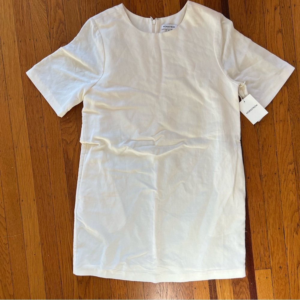 Nordstrom Linen white shift dress S Small NWT $99